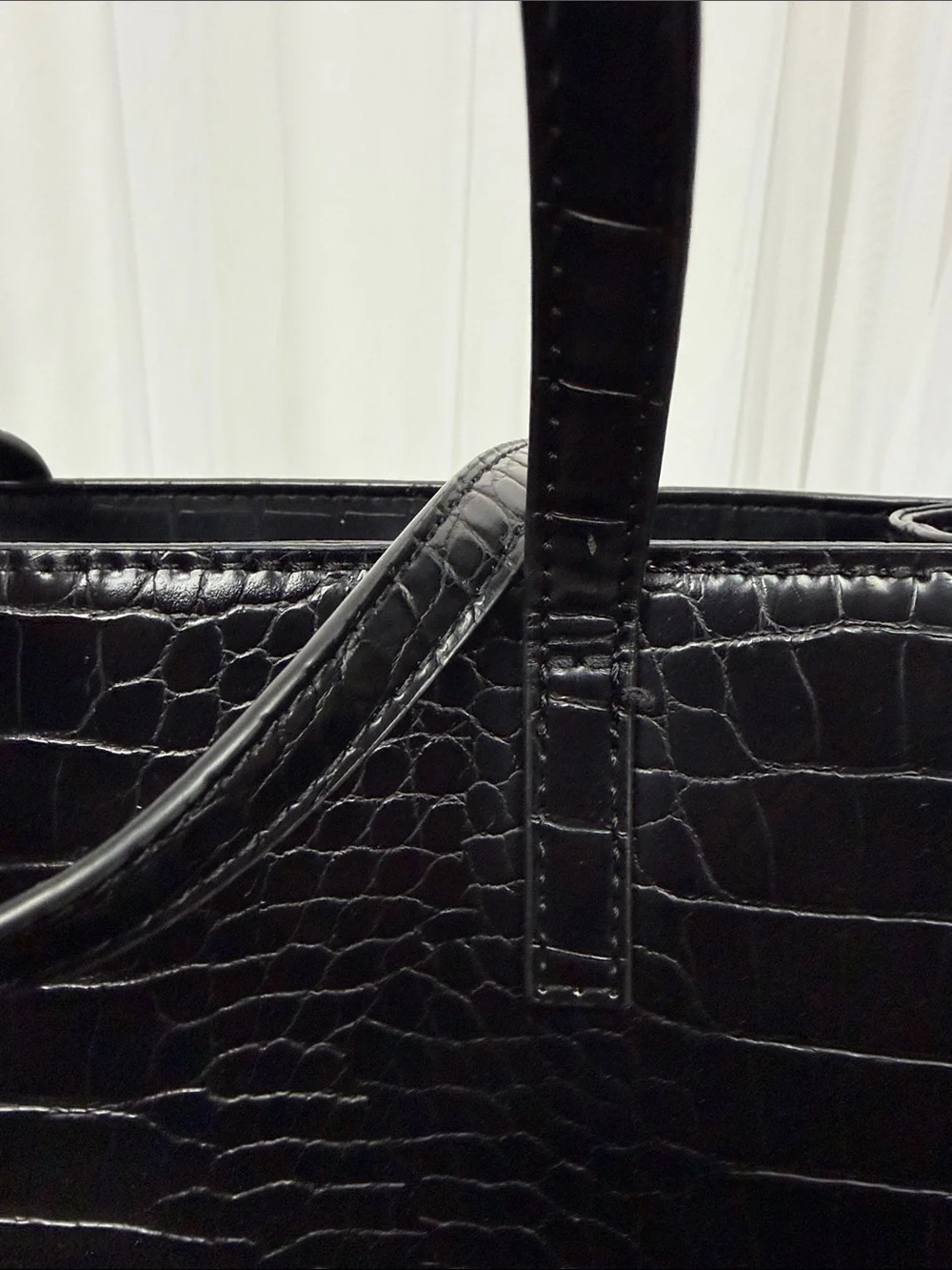 Classic Black  Faux Croc-Embossed Tote Bag - Women